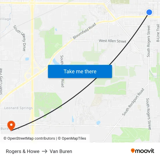 Rogers & Howe to Van Buren map