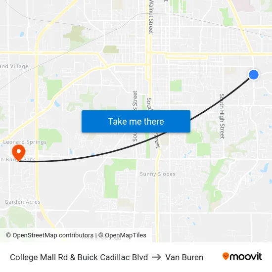 College Mall Rd & Buick Cadillac Blvd to Van Buren map