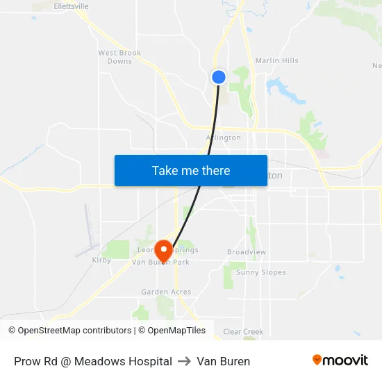 Prow Rd @ Meadows Hospital to Van Buren map
