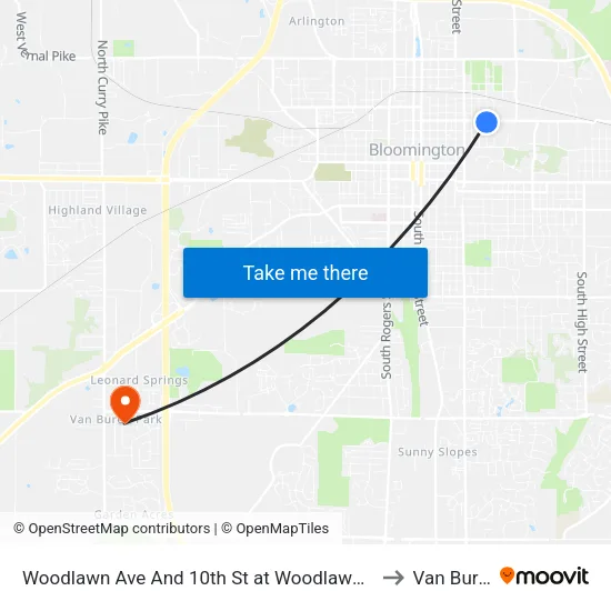 Woodlawn Ave And 10th St at Woodlawn Field to Van Buren map