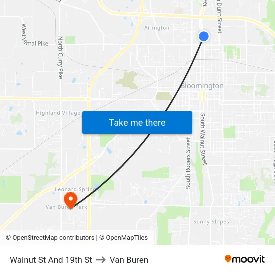 Walnut St And 19th St to Van Buren map