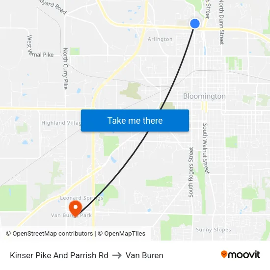 Kinser Pike And Parrish Rd to Van Buren map
