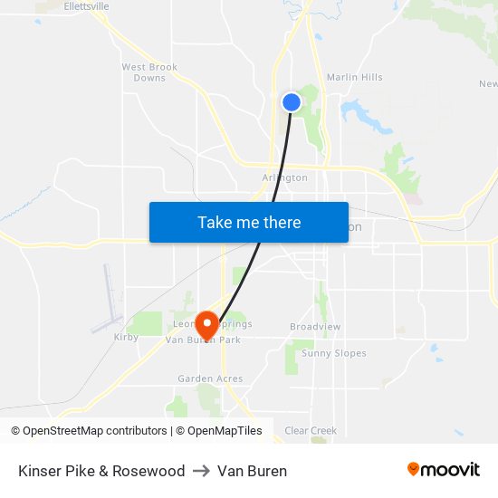 Kinser Pike & Rosewood to Van Buren map