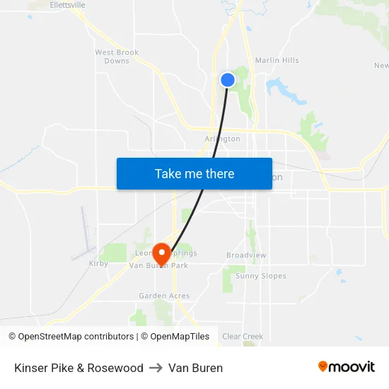 Kinser Pike & Rosewood to Van Buren map
