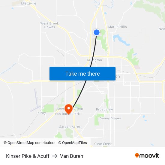 Kinser Pike & Acuff to Van Buren map