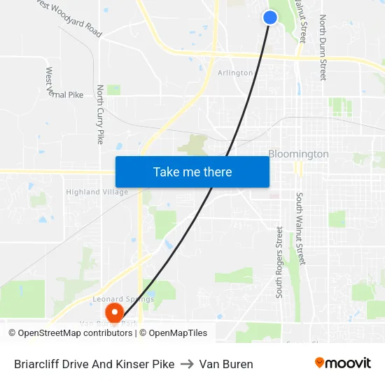 Briarcliff Drive And Kinser Pike to Van Buren map