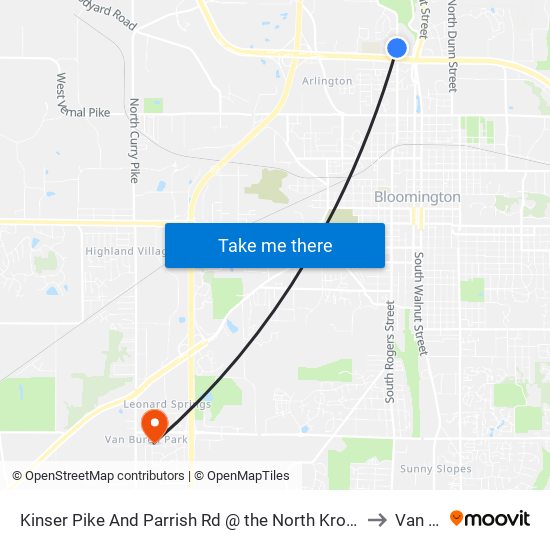 Kinser Pike And Parrish Rd @ the North Kroger Shopping Center (Inbound) to Van Buren map