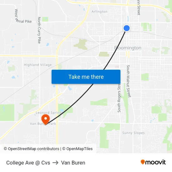 College Ave @ Cvs to Van Buren map