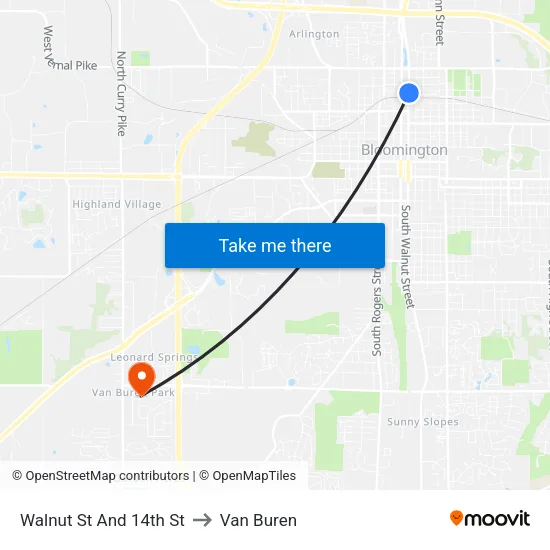 Walnut St And 14th St to Van Buren map