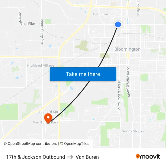 17th & Jackson Outbound to Van Buren map