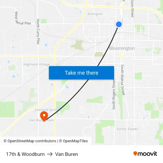 17th & Woodburn to Van Buren map