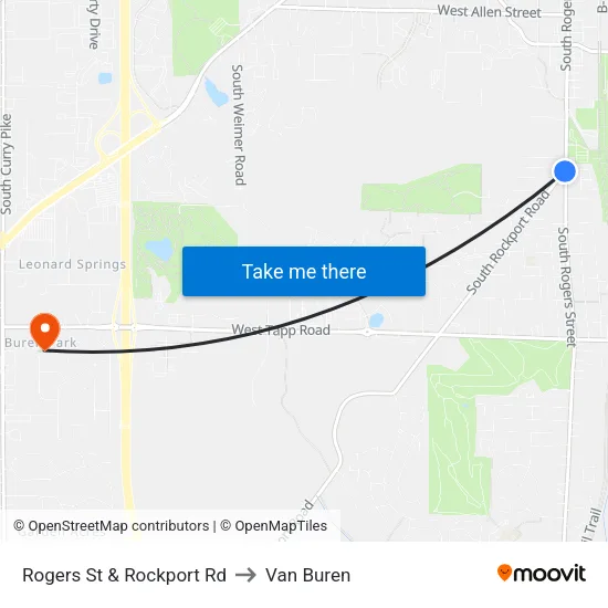 Rogers St & Rockport Rd to Van Buren map