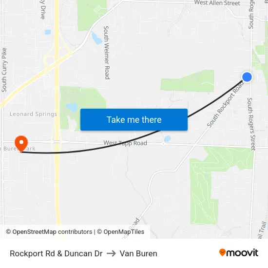 Rockport Rd & Duncan Dr to Van Buren map