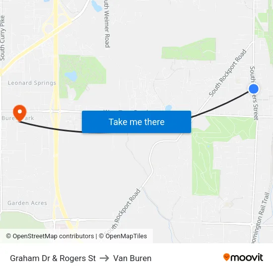 Graham Dr & Rogers St to Van Buren map