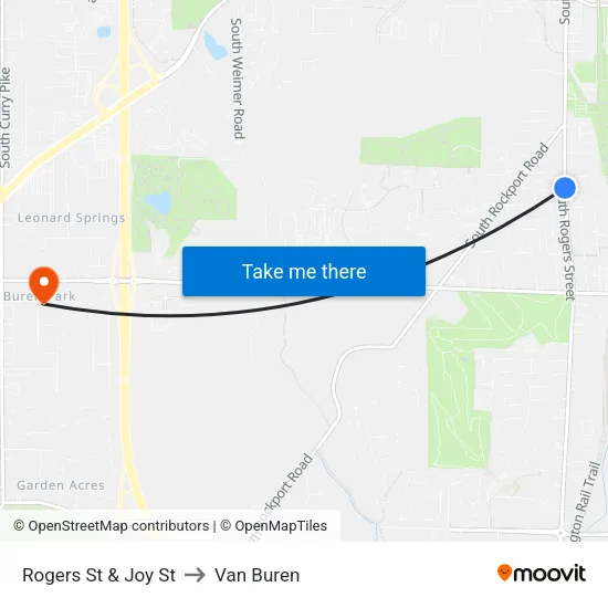 Rogers St & Joy St to Van Buren map