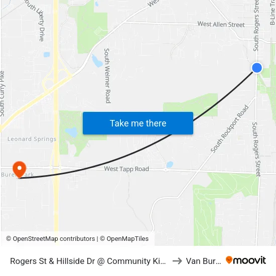 Rogers St & Hillside Dr @ Community Kitchen to Van Buren map
