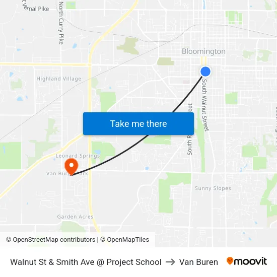 Walnut St & Smith Ave @ Project School to Van Buren map