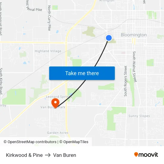 Kirkwood & Pine to Van Buren map