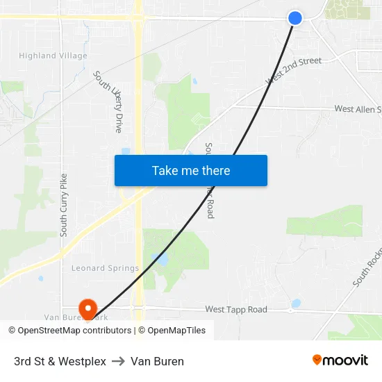 3rd St & Westplex to Van Buren map