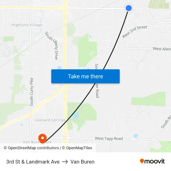 3rd St & Landmark Ave to Van Buren map