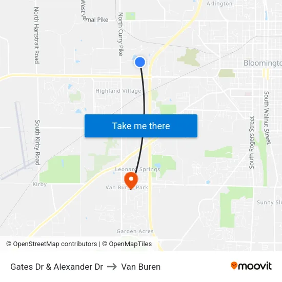 Gates Dr & Alexander Dr to Van Buren map