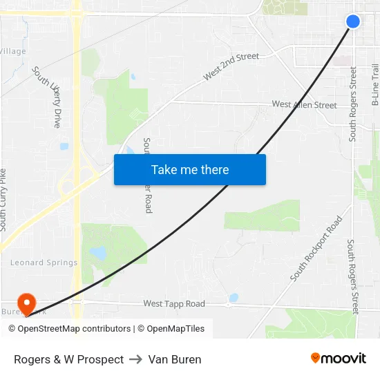 Rogers & W Prospect to Van Buren map