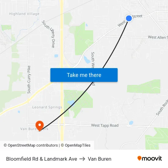 Bloomfield Rd & Landmark Ave to Van Buren map