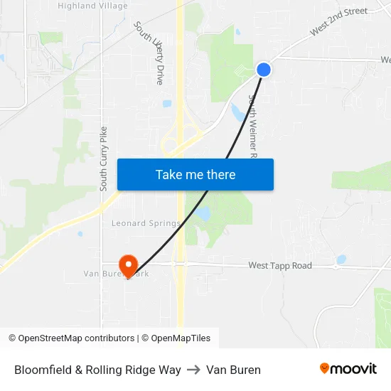 Bloomfield & Rolling Ridge Way to Van Buren map