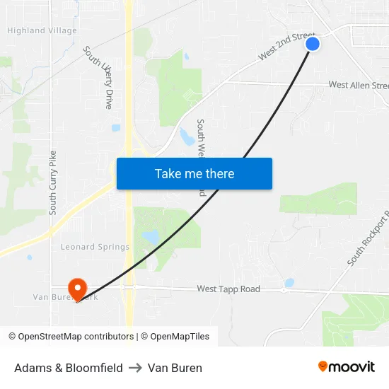 Adams & Bloomfield to Van Buren map