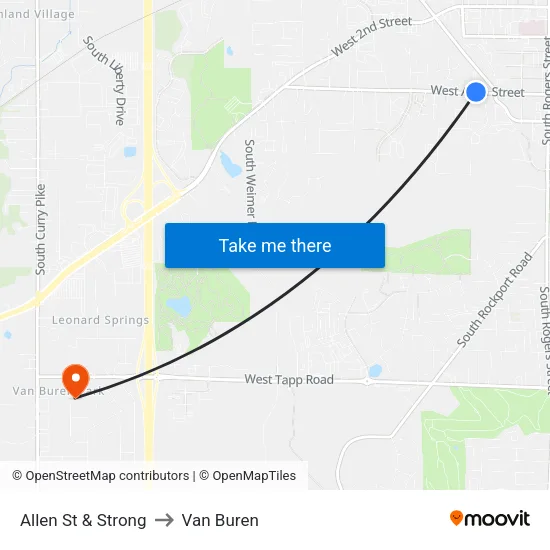 Allen St & Strong to Van Buren map
