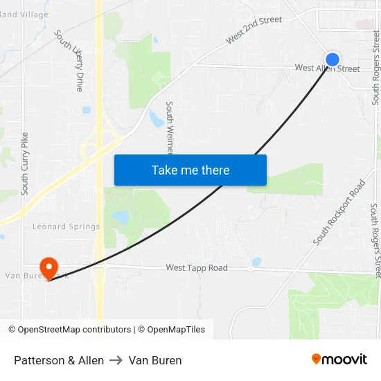 Patterson & Allen to Van Buren map