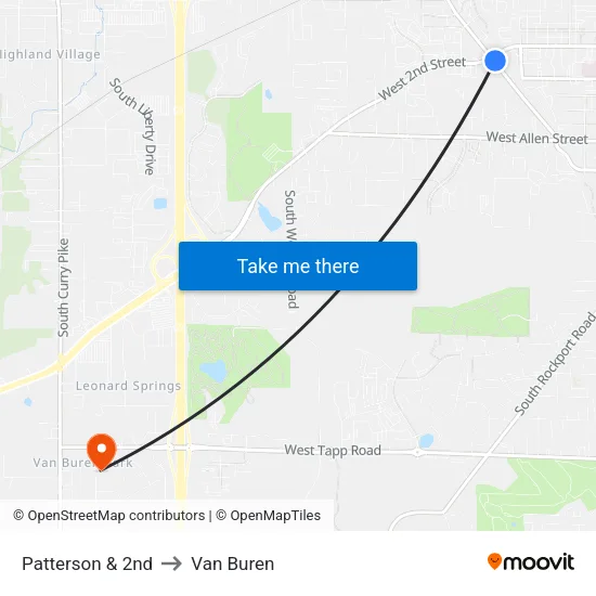 Patterson & 2nd to Van Buren map