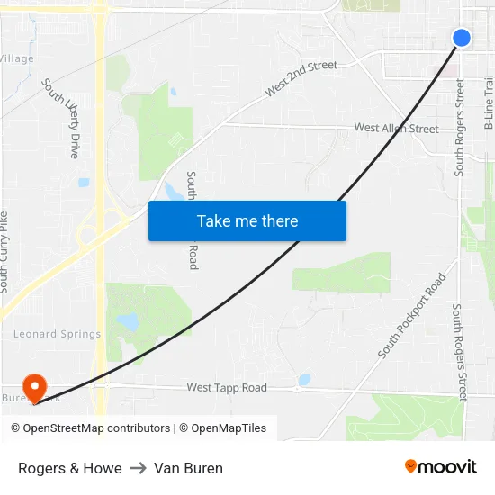 Rogers & Howe to Van Buren map