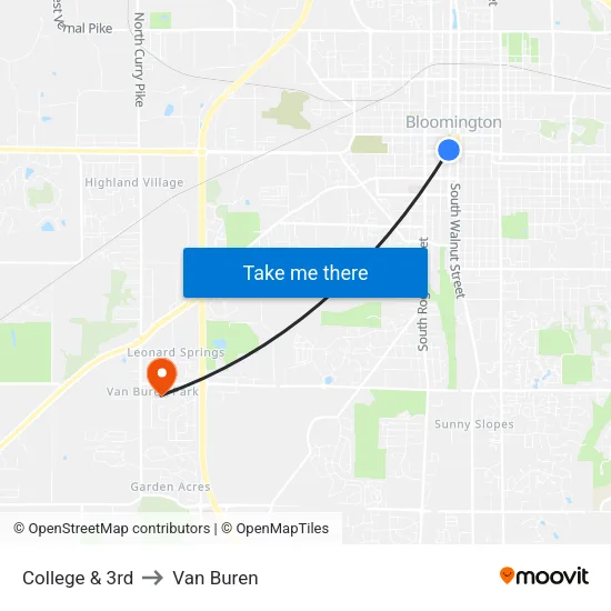 College & 3rd to Van Buren map