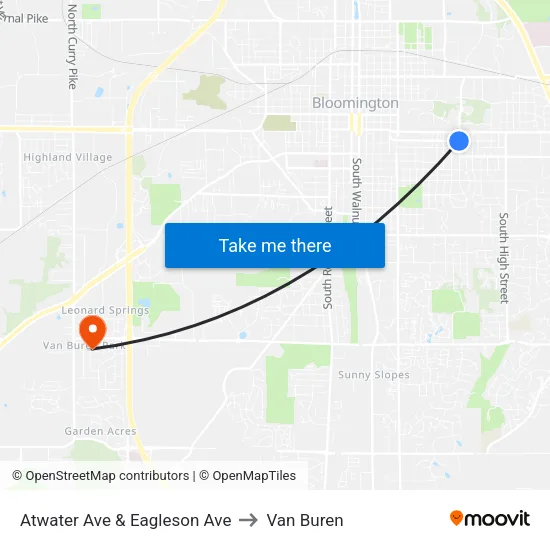 Atwater Ave & Eagleson Ave to Van Buren map