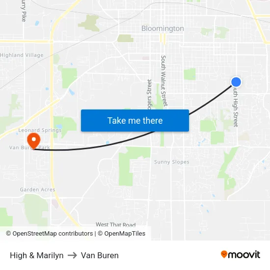 High & Marilyn to Van Buren map