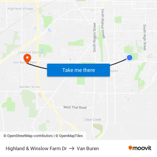 Highland & Winslow Farm Dr to Van Buren map