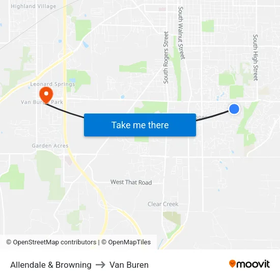 Allendale & Browning to Van Buren map