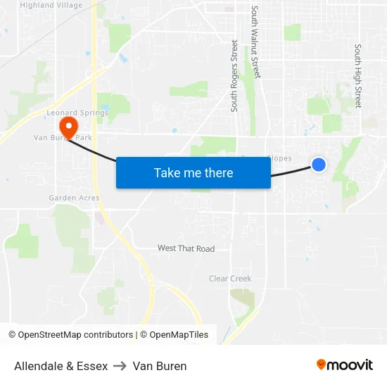 Allendale & Essex to Van Buren map