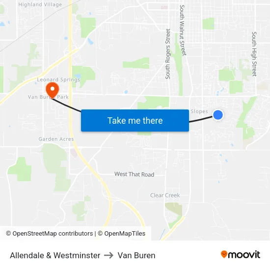 Allendale & Westminster to Van Buren map