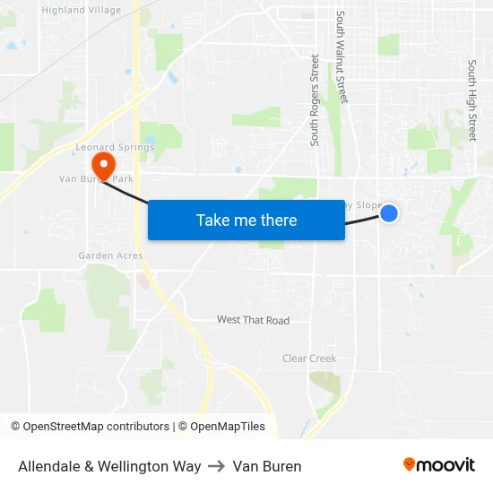 Allendale & Wellington Way to Van Buren map