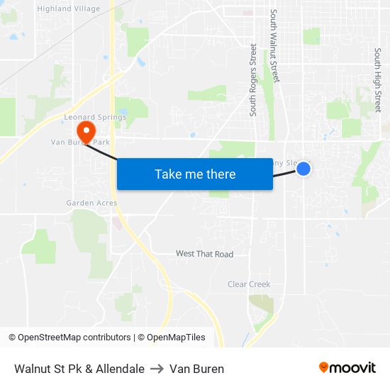 Walnut St Pk & Allendale to Van Buren map