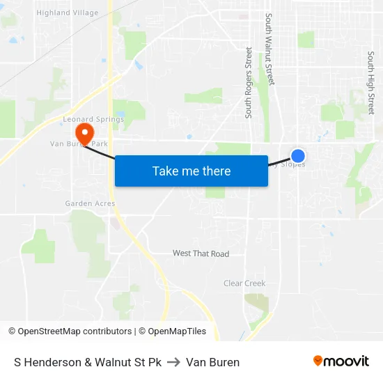 S Henderson & Walnut St Pk to Van Buren map