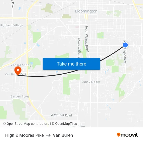 High & Moores Pike to Van Buren map