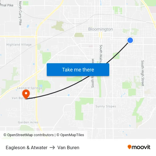 Eagleson & Atwater to Van Buren map