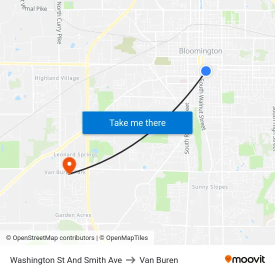 Washington St And Smith Ave to Van Buren map