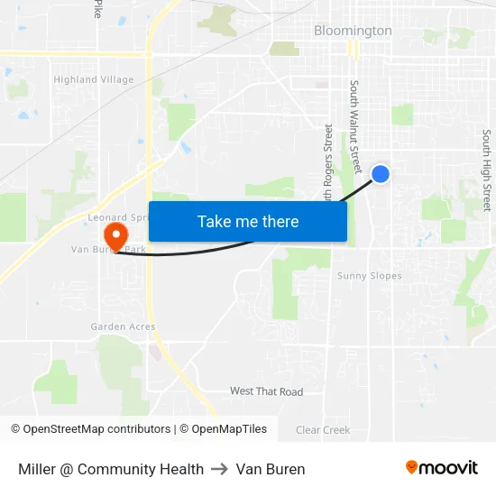 Miller @ Community Health to Van Buren map