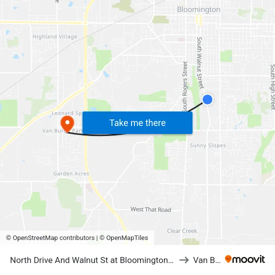 North Drive And Walnut St at Bloomington High School South to Van Buren map