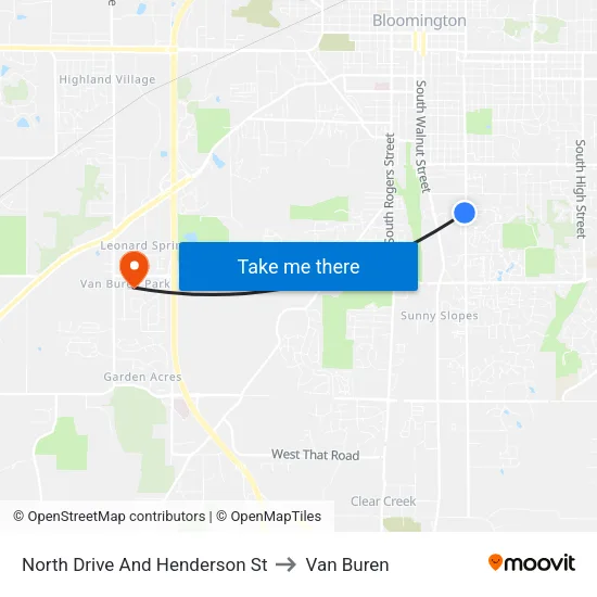 North Drive And Henderson St to Van Buren map