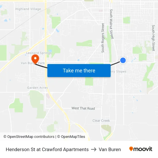 Henderson St at Crawford Apartments to Van Buren map